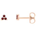 Red Garnet Three Stone Cluster Stud Earrings 14K Rose Gold Red Garnet Three Stone Cluster Stud Earrings 14K Rose Gold