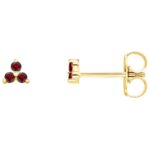 Red Garnet Three Stone Cluster Stud Earrings 14K Yellow Gold Red Garnet Three Stone Cluster Stud Earrings 14K Yellow Gold
