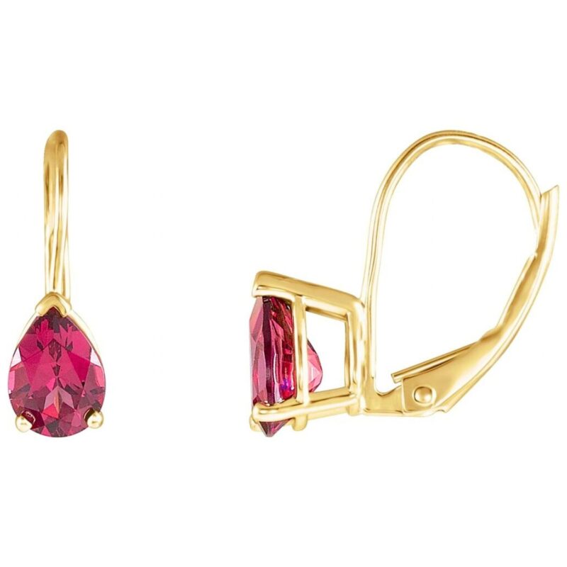 Rhodolite Garnet Leverback Earrings 14K Yellow Gold Rhodolite Garnet Leverback Earrings 14K Yellow Gold