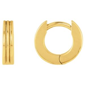 Ribbed Huggie Hoop Earrings 14K Yellow Gold