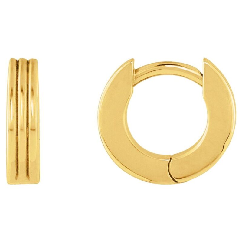 Ribbed Huggie Hoop Earrings 14K Yellow Gold Ribbed Huggie Hoop Earrings 14K Yellow Gold
