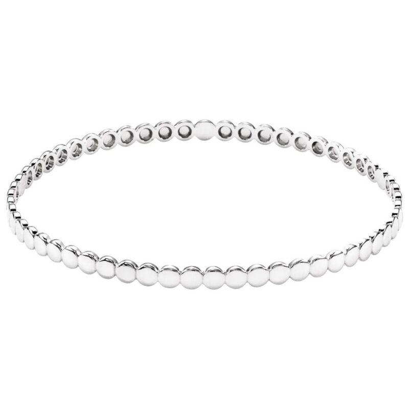 Round Beaded Bangle Bracelet Sterling Silver