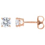 Round Natural White Sapphire Stud Earrings 14k Rose Gold Round Natural White Sapphire Stud Earrings 14k Rose Gold