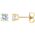 Round Natural White Sapphire Stud Earrings 14k Yellow Gold Round Natural White Sapphire Stud Earrings 14k Yellow Gold