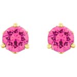Round Pink Spinel Stud Earrings 14K Gold Round Pink Spinel Stud Earrings 14K Gold