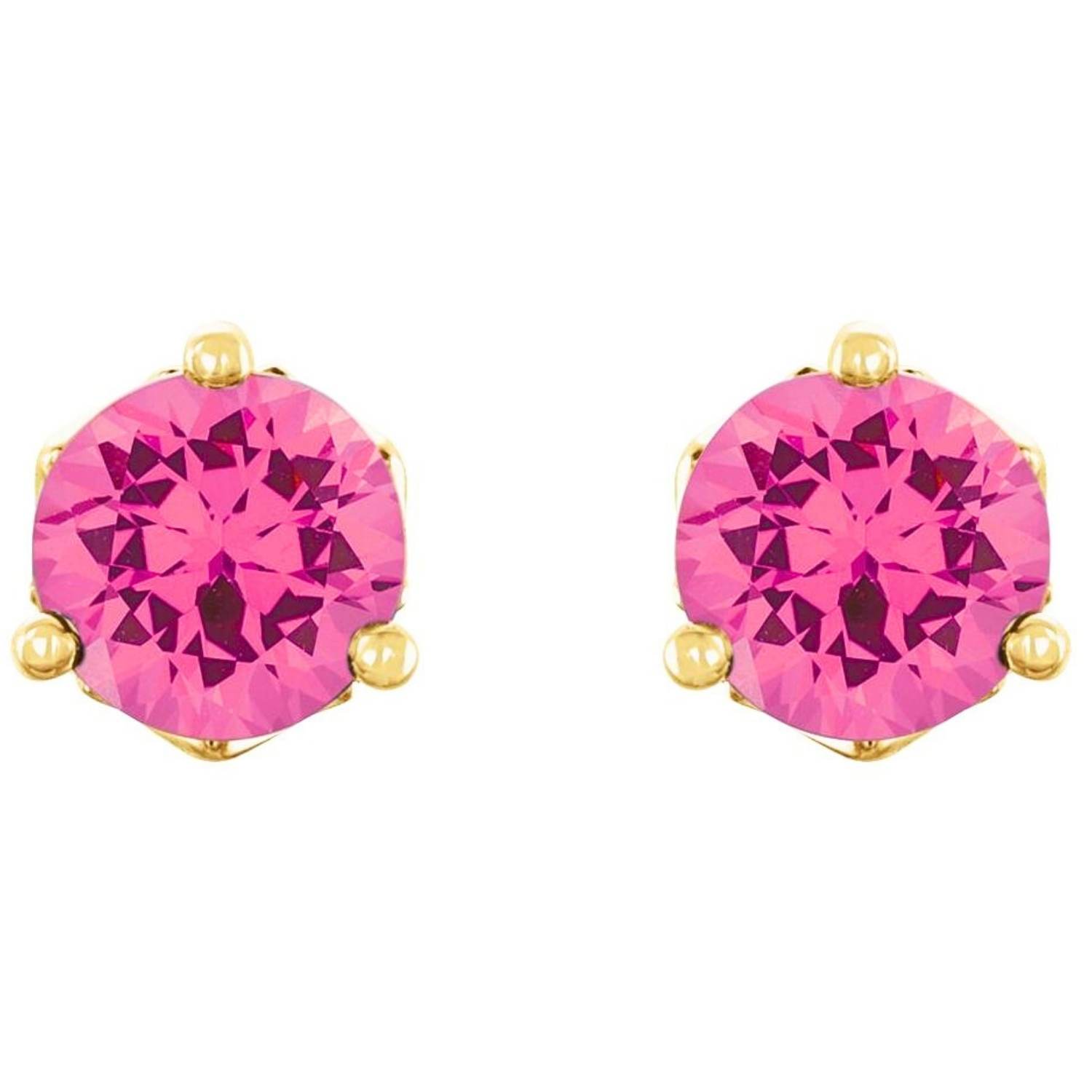 Round Pink Spinel Stud Earrings 14K Gold Round Pink Spinel Stud Earrings 14K Gold