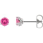 Round Pink Spinel Stud Earrings 14K White  Gold Round Pink Spinel Stud Earrings 14K White Gold