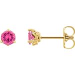 Round Pink Spinel Stud Earrings 14K Yellow Gold Round Pink Spinel Stud Earrings 14K Yellow Gold