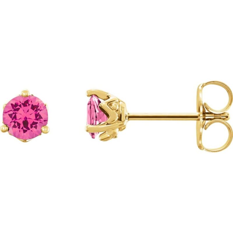 Round Pink Spinel Stud Earrings 14K Yellow Gold Round Pink Spinel Stud Earrings 14K Yellow Gold