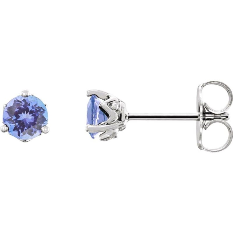 Round Tanzanite Stud Earrings Sterling Silver Round Tanzanite Stud Earrings Sterling Silver