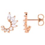 Round and Marquise Diamond Front Back Earrings 14K Rose Gold Round and Marquise Diamond Front Back Earrings 14K Rose Gold