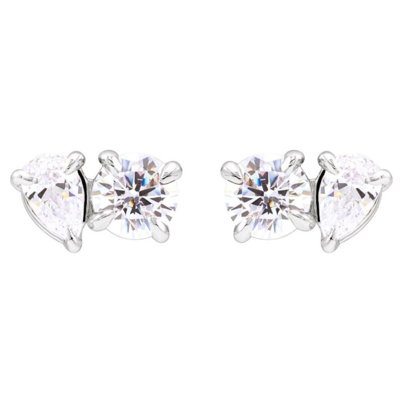 Round and Pear Lab Diamond Toi Et Moi Stud Earrings 14K Gold