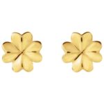 Simple Four Leaf Clover Stud Earrings 14K Gold