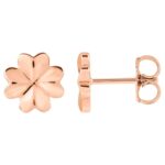 Simple Four Leaf Clover Stud Earrings 14K Rose Gold