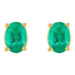 Single Genuine Oval Emerald Stud Earring with Flat Back 14K Yellow Gold Single Genuine Oval Emerald Stud Earring with Flat Back 14K Yellow Gold