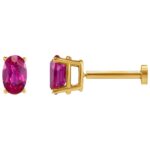Single Oval Ruby Stud Earring with Flat Back 14K Yellow Gold Single Oval Ruby Stud Earring with Flat Back 14K Yellow Gold