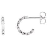 Small Chain Link Hoop Earrings 10 mm 14K White Gold