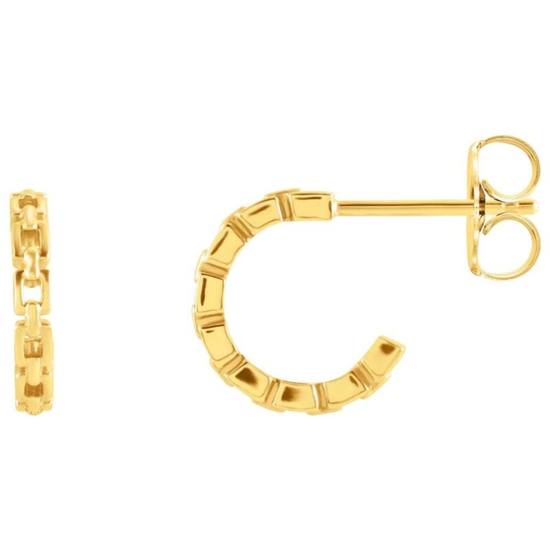 Small Chain Link Hoop Earrings 10 mm 14K Yellow Gold
