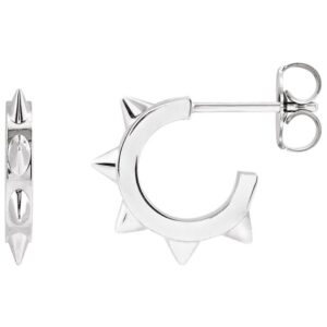 Small Spike Hoop Earrings Sterling Silver
