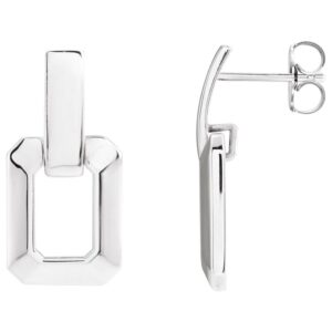 Small Square Door Knocker Earrings 14K White Gold