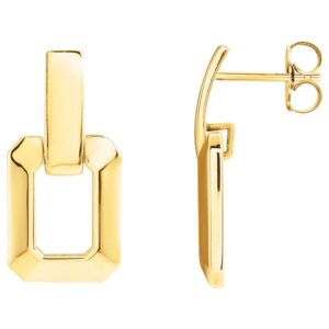 Small Square Door Knocker Earrings 14K Yellow Gold