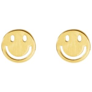 Smiley Face Stud Earrings 14K Gold