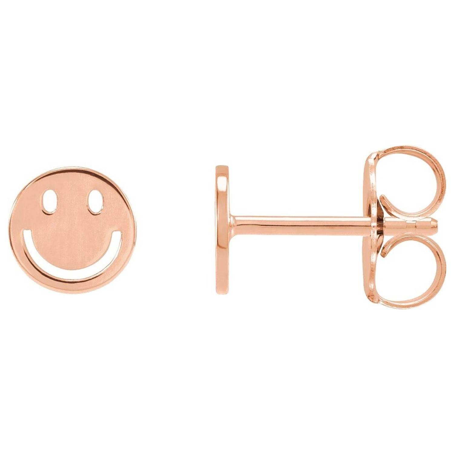 Smiley Face Stud Earrings 14K Rose Gold Smiley Face Stud Earrings 14K Rose Gold