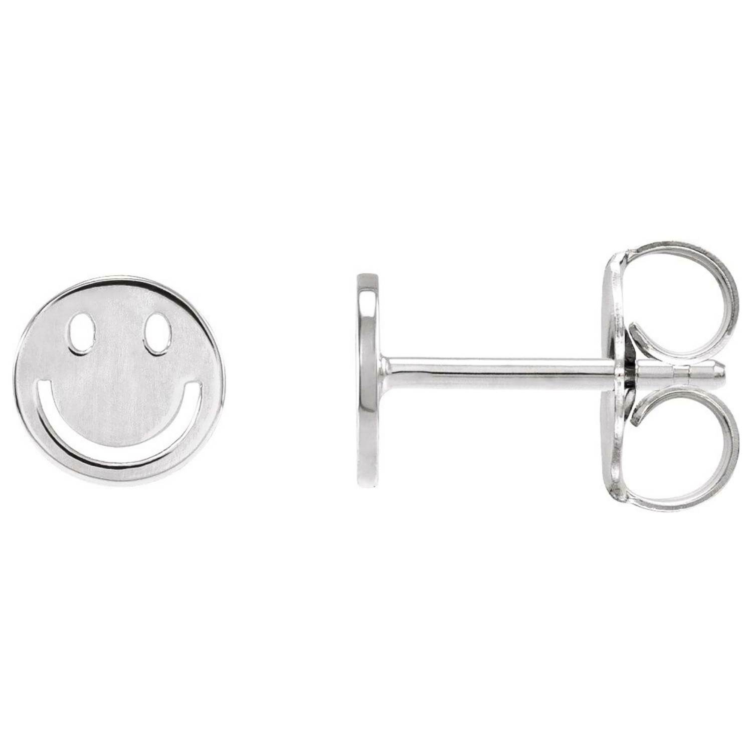 Smiley Face Stud Earrings 14K White Gold Smiley Face Stud Earrings 14K White Gold