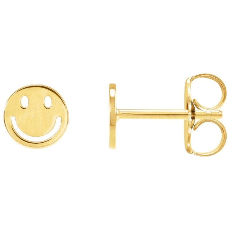 Smiley Face Stud Earrings 14K Yellow Gold Smiley Face Stud Earrings 14K Yellow Gold