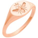 Solid 14K Rose Gold Intaglio Bee Signet Ring Solid 14K Rose Gold Intaglio Bee Signet Ring