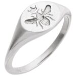 Solid 14K White Gold Intaglio Bee Signet Ring Solid 14K White Gold Intaglio Bee Signet Ring