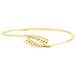 Solid 14K Yellow Gold Bypass Bangle for Women