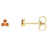 Spessartite Garnet Trio Cluster Stud Earrings 14K Yellow Gold