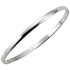 Sterling Silver 4 mm Plain Bangle Bracelet 8 Inch for Women