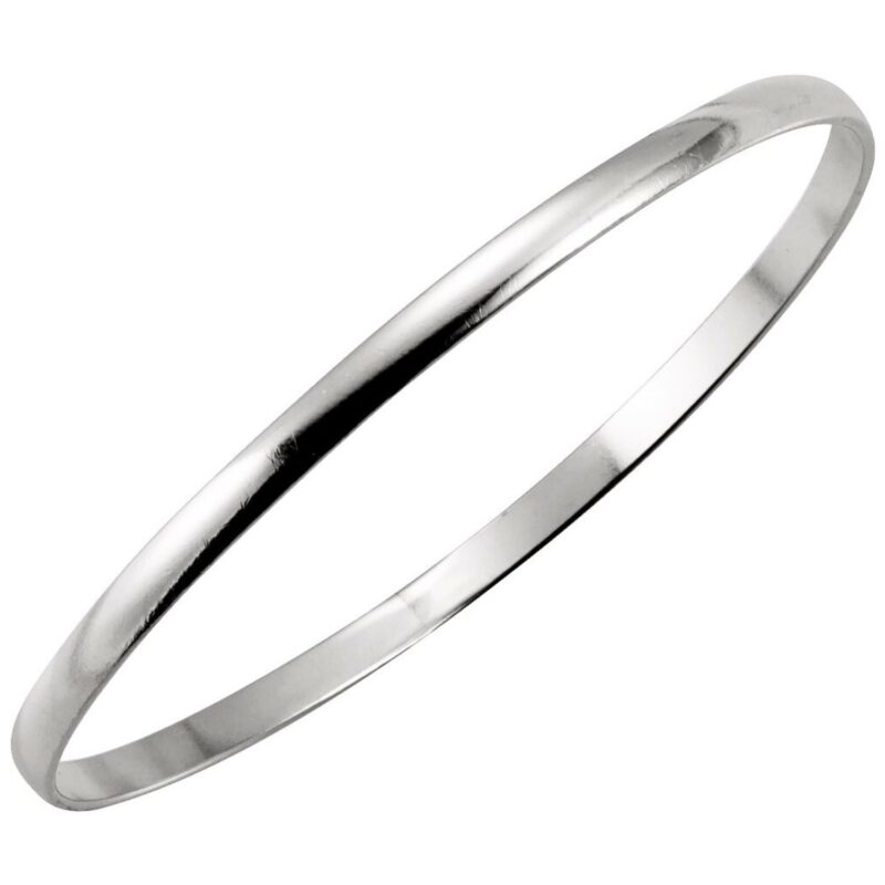 Sterling Silver 4 mm Plain Bangle Bracelet 8 Inch for Women Sterling Silver 4 mm Plain Bangle Bracelet 8 Inch for Women