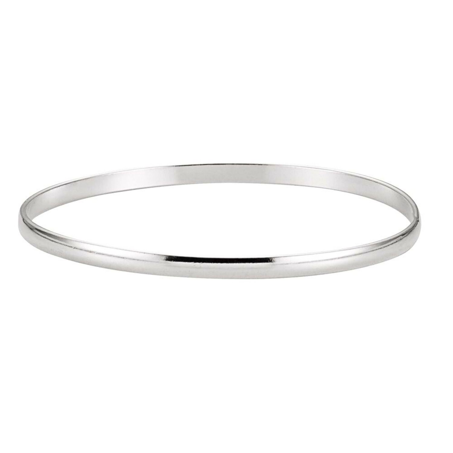 Sterling Silver 4 mm Plain Bangle Bracelet 8 Inch Sterling Silver 4 mm Plain Bangle Bracelet 8 Inch