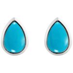 Sterling Silver Genuine Teardrop Turquoise Stud Earrings for Women Sterling Silver Genuine Teardrop Turquoise Stud Earrings for Women