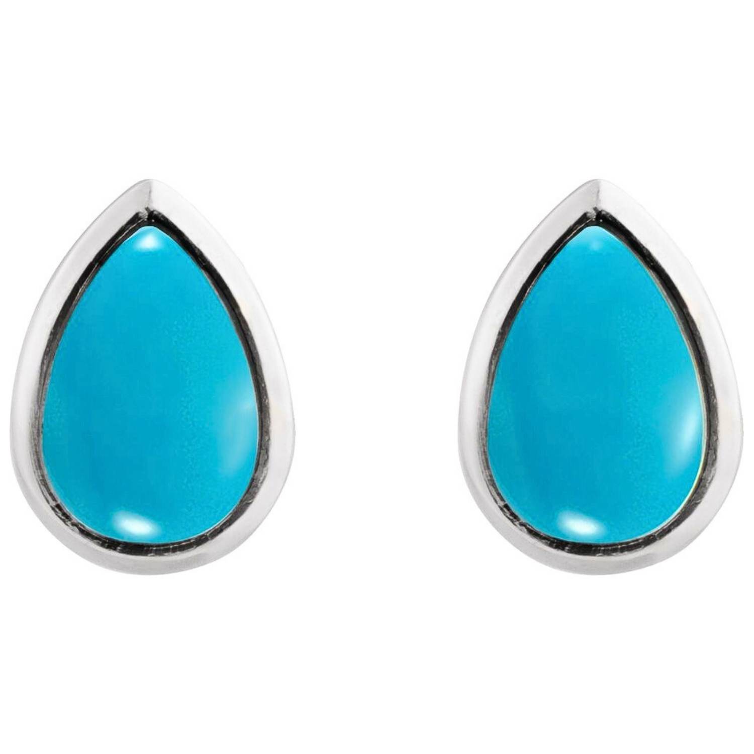Sterling Silver Genuine Teardrop Turquoise Stud Earrings for Women Sterling Silver Genuine Teardrop Turquoise Stud Earrings for Women