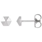 Sterling Silver Hexagon Stud Earrings