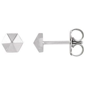 Sterling Silver Hexagon Stud Earrings