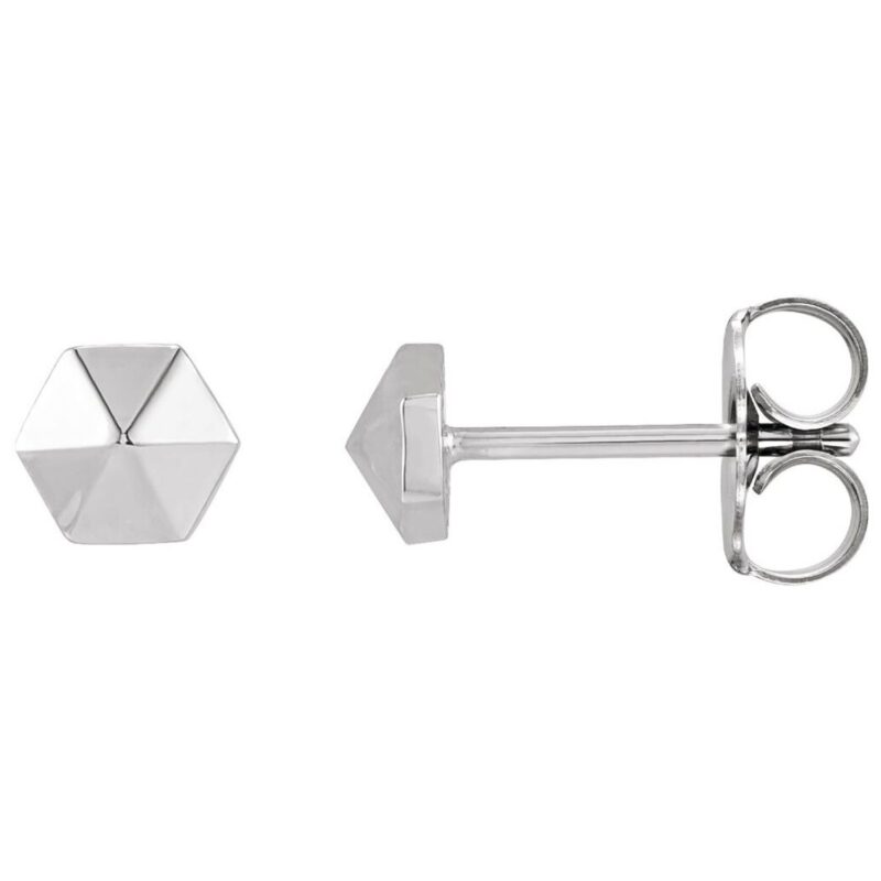 Sterling Silver Hexagon Stud Earrings