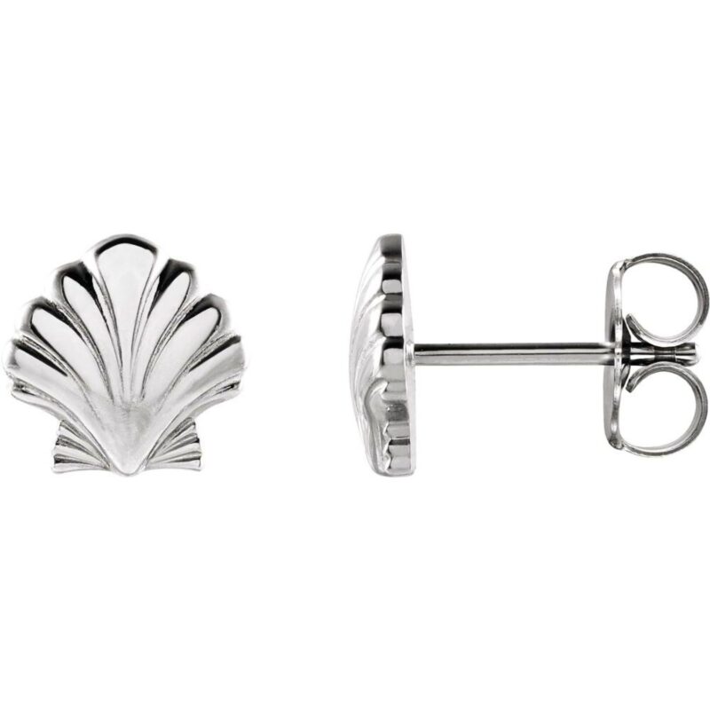 Sterling Silver Tiny Seashell Stud Earrings