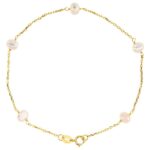 Treated Freshwater Cultured Pearl Station Chain Bracelet 14K Yellow Gold