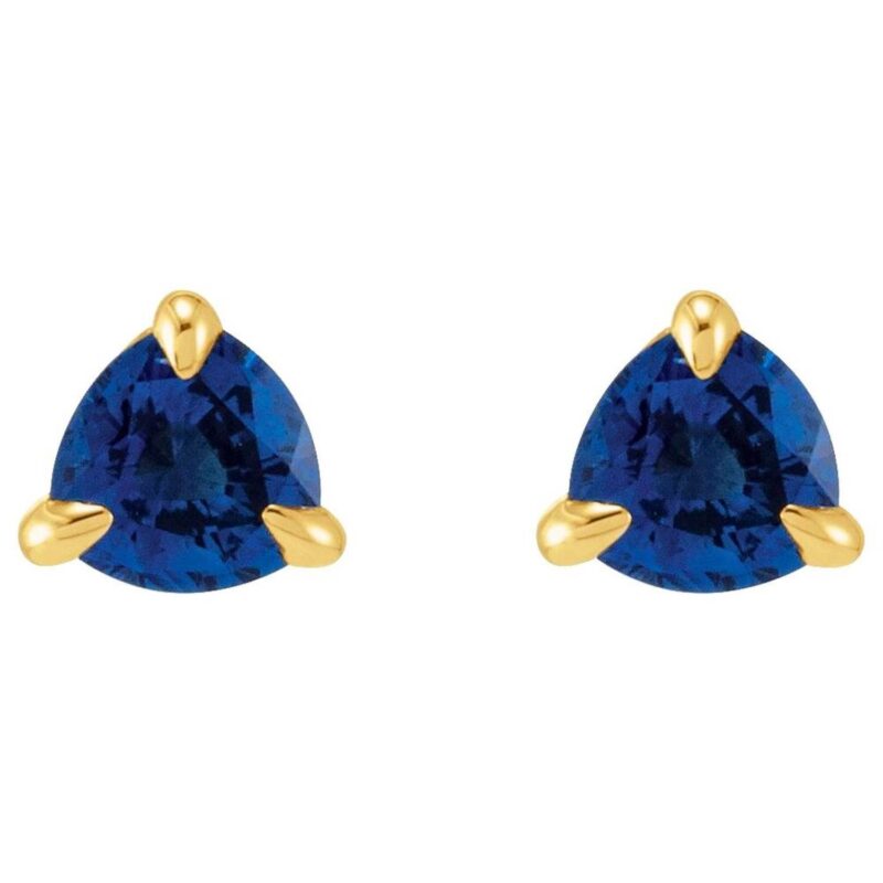 Trillion Cut Blue Sapphire Stud Earrings 14K Gold Trillion Cut Blue Sapphire Stud Earrings 14K Gold