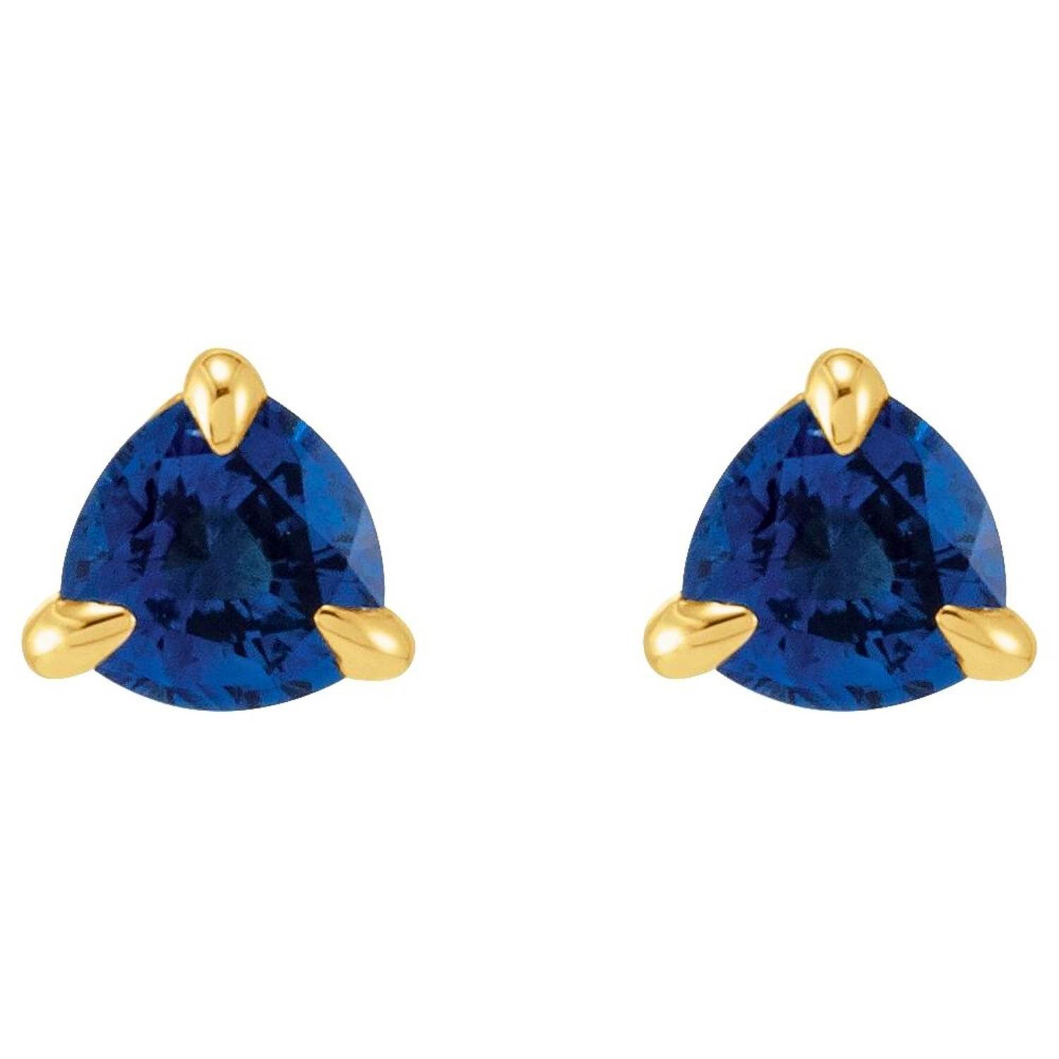 Trillion Cut Blue Sapphire Stud Earrings 14K Gold Trillion Cut Blue Sapphire Stud Earrings 14K Gold