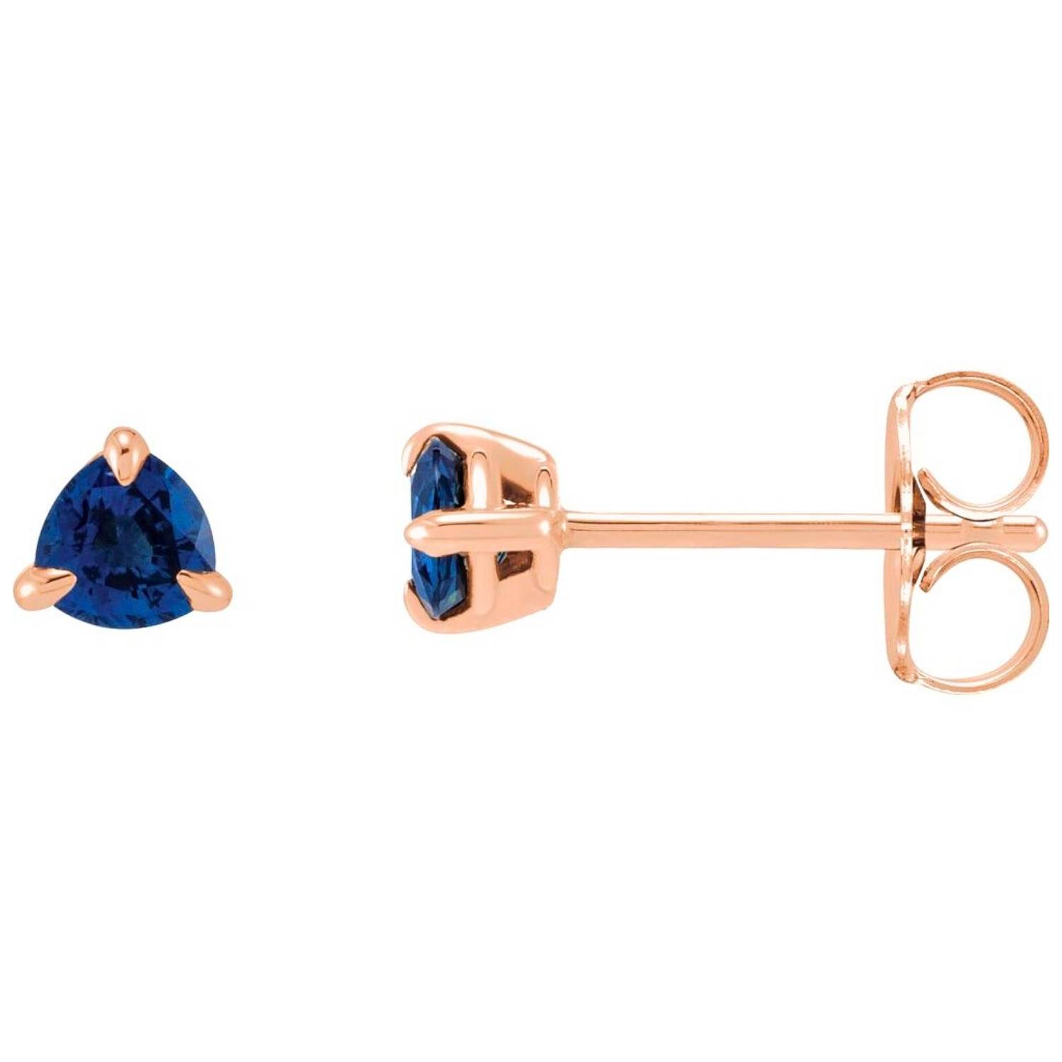 Trillion Cut Blue Sapphire Stud Earrings 14K Rose Gold Trillion Cut Blue Sapphire Stud Earrings 14K Rose Gold