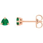 Trillion Cut Emerald Stud Earrings 14K Rose Gold Trillion Cut Emerald Stud Earrings 14K Rose Gold