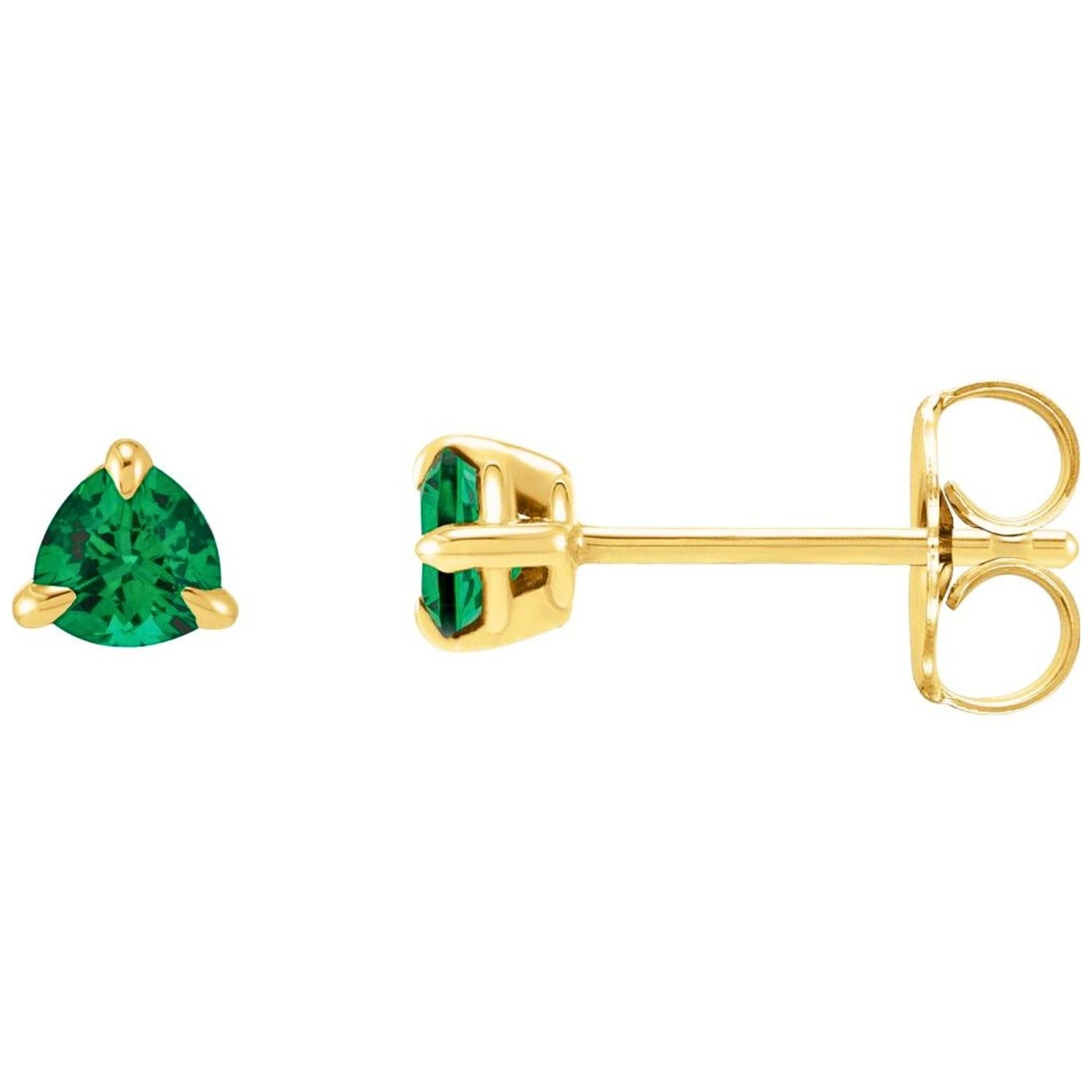 Trillion Cut Emerald Stud Earrings 14K Yellow Gold Trillion Cut Emerald Stud Earrings 14K Yellow Gold