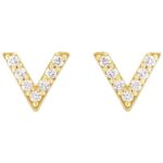 V Shaped Diamond Stud Earrings 14K Gold V Shaped Diamond Stud Earrings 14K Gold