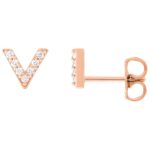 V Shaped Diamond Stud Earrings 14K Rose Gold V Shaped Diamond Stud Earrings 14K Rose Gold